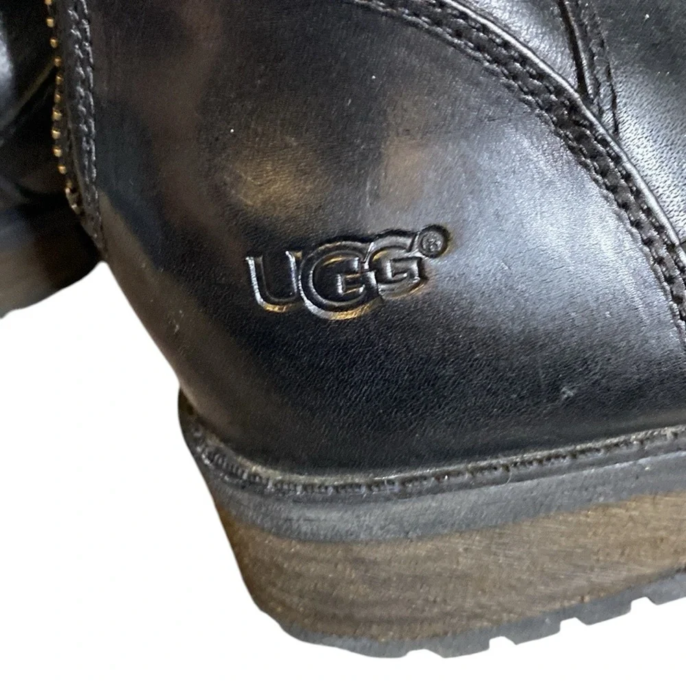 UGG Women's Seldon Riding Boot Black Leather - Picture 8 of 11